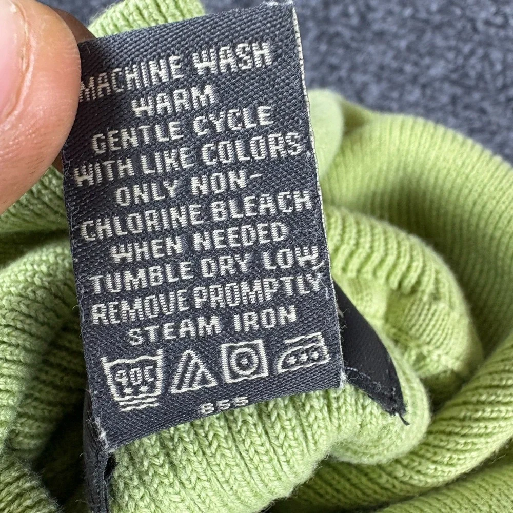 Van Heusen Sweater Womens XL Green Ribbed Knit Cotton Turtleneck Pullover Winter